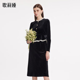 歌莉娅（GOELIA）丝绒连衣裙春装新款洋气欧若风气质裙子小黑裙1BNR4K360 00B黑色 L
