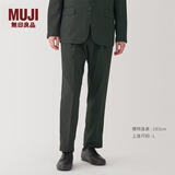 MUJI男式 易打理 弹力 单褶裤 男士长裤子西裤秋季休闲 AE0Y3A4A 深灰色 S (165/72A)