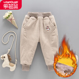 乐芭鼠（LOBMOUSE）乐芭鼠童装宝宝棉裤男女童冬装儿童裤子外穿加厚婴儿幼童加绒长裤 杏色（圣诞企鹅棉裤） 100码建议2-3岁 ( 90-100cm )