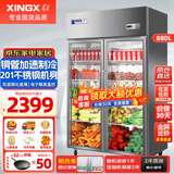 星星（XINGX）展示柜冷藏保鲜柜蔬菜水果双开门立式冰柜 冰箱商用大容量麻辣烫饭店食堂厨房点菜饮料串串啤酒 双门铜管 880升 BC-980Y