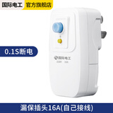国际电工漏电保护插头 家用电器热水器防水防触电保护器 插座转换头 加厚款-漏保插头16A(自己接线) 