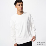 优衣库男装女装柔软圆领T恤/休闲长袖上衣25秋冬新款479783 00 白色 3XL