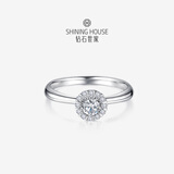 钻石世家【求婚钻戒】 一诺一生菩提花18K金钻石戒指群镶克拉效果求婚钻戒 主石18分共24分 13号