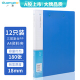 广博（GuangBo）12只装PP双强力A4文件夹板/资料夹/档案夹 合同票据档案收纳办公学习用品蓝A2082