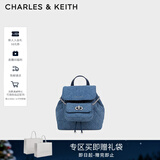 CHARLES&KEITH菱格大容量柔软多用背包书包双肩包包女包生日礼物CK2-60151400 Denim Blue深牛仔蓝色 S