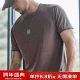 马登工装 美式休闲短袖T恤夏季轻薄无痕透气纯色圆领打底汗衫男女 咖啡色 L