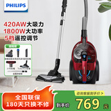飞利浦（PHILIPS）卧式吸尘器家用 小型手持吸尘器大吸力大功率 有线吸尘器 强力除螨吸猫毛吸尘机FC9735 FC9735/81（旗舰款）