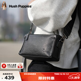 暇步士（Hush Puppies）男士单肩包斜挎包新款时尚户外通勤真皮邮差包牛皮小背包送男友 黑色HA-2011708W-5710