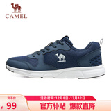 骆驼（CAMEL）网面透气跑步男鞋轻量健步运动鞋子 CSS221L0033 蓝色 39