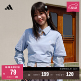 adidas情侣休闲纯棉上衣圆领短袖T恤男女夏季阿迪达斯官方轻运动 蓝色 XL
