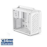 方糖机械大师 酷方C34Pro   小型ATX/EATX主板 支持360水冷 台式侧透 便携桌面方案 铝合金 便携 手提机箱 极地白AIR版