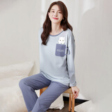 顶瓜瓜顶呱呱睡衣女士纯棉春夏圆领长袖可外穿家居服套装女21640 180