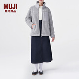 MUJI MUJI 男女通用 羊羔绒 拉链夹克 毛绒加绒厚外套 秋冬季 灰色 XXS-XS
