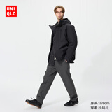 优衣库男装弹力长裤/内里起毛休闲裤裤子常规款479372 08 深灰色 M /170/80A