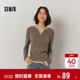 森马（Semir）森马毛衣女短款假两件含羊毛针织衫24冬新款保暖内搭109724107015
