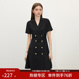 范思蓝恩正式气质通勤连衣裙女夏季收腰显瘦面试西装裙 黑色 XS