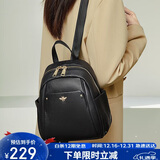 老人头头层牛皮女士双肩包大容量背包书包运动旅行女包大包圣诞节礼物