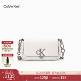Calvin Klein时尚单肩包礼物链条包包金属字母旋扣翻盖CK女包斜挎马鞍包DH3240