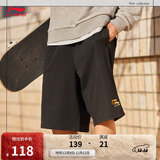 李宁运动短裤男跑步健身双LOGO刺绣纯色短卫裤AKSU699