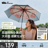 蕉下（beneunder）太阳伞防紫外线夏季遮阳伞晴雨两用伞双层三折防晒伞防晒小黑伞 【经典大花】花椿