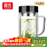 富光双层玻璃杯商务泡茶杯子 大容量男女耐热办公水杯带把黑色320ml