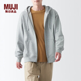 MUJI男式 毛圈棉 拉链连帽衫 男士男生宽松秋装卫衣 AB1LVA3A 灰色 L（175/100A）