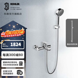 科勒（KOHLER）淋浴花洒利奥挂墙式浴缸花洒龙头(致巧款) 25107T-4-CP+花洒支架