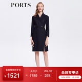 PORTS宝姿女装长袖OL风职场收腰连衣裙ALN9D030JCF036 丈青 L (8)
