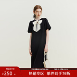 范思蓝恩黑色气质显瘦连衣裙女夏季法式蝴蝶结小黑裙设计感12619 黑色 S