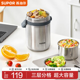苏泊尔（SUPOR）保温饭盒304不锈钢大容量三层学生便当保温 真空保温 三层 1.5L
