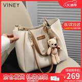 viney新款包包女包牛皮托特包大容量手提包生日圣诞礼物送女生女友 【米白】圣诞节礼物送老婆高级感实用品牌通勤单肩包