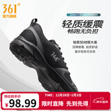 361°运动鞋男鞋秋冬季透气网面跑鞋黑色通勤轻质户外慢跑步鞋 曜石黑/烟灰【透气网布】 40
