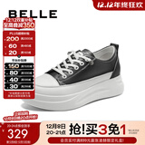 百丽（Belle）小白鞋女鞋商场款厚底增高一脚蹬单鞋透气休闲鞋U8N1DAM3 黑色 38 (240mm)
