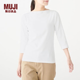 MUJI MUJI 女式 弹力罗纹编织 一字领七分袖T恤 W9AB817 白色 M