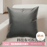 艾薇抱枕沙发靠垫床头靠枕睡觉靠背垫科技布抱枕套含抱枕芯磨砂黑