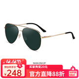 海俪恩 太阳镜男款蛤蟆镜偏光墨镜防辐射开车专用驾驶镜可配近视镜N6862 N62P墨绿色+亮金框