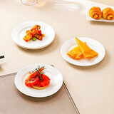 斯凯绨（Sky Top）盘子骨碟陶瓷吃碟骨瓷酱菜碟家用餐具套装纯白6英寸平盘4件