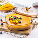 康宁晶彩透明玻璃锅1L方锅耐高温宝宝辅食锅明火直烧烧烘焙方型锅具