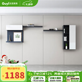 古宜 电视柜 伸缩电视柜茶几组合客厅背景墙柜子家具烤漆北欧电视机柜 【吊柜B】黑色