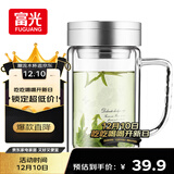 富光健牌双层玻璃杯支持团购定制茶杯办公杯带把 大容量男女水杯子