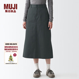 无印良品 MUJI 女式 丝光斜纹 裙子半身长裙秋冬季简约风纯棉全棉BEK37C2A 炭灰色 M(160/66A)