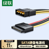 绿联sata电源线 适用台式主机机箱电脑连接固态机械硬盘IDE大4pin转15pin转接头转换线 0.2米 50720