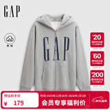 GAP男女装2025秋季新款logo印花抓绒宽松运动连帽衫卫衣786920 灰色 M (170/92A)亚洲尺码【偏大,建议拍小一码】