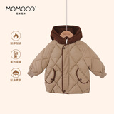 玛米玛卡（MOMOCO）儿童棉服外套冬季保暖连帽棉衣棉袄韩版休闲外套 咖色 120