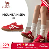 骆驼（CAMEL）山海薄底女鞋复古休闲运动德训鞋子X24B09L7606B 正红/象牙白 36