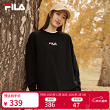 斐乐 斐乐女装卫衣男女同款套头卫衣秋冬情侣款休闲加绒保暖长袖上衣 正黑色-BK M 170/92A/M