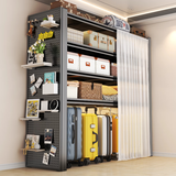 魁荣家用货架置物架阳台下空式行李箱防尘收纳架杂物架落地多层储物架 黑三层80cm高【板材更厚】 长40*宽30cm【送帘送围栏】