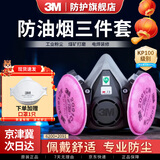3M防毒面具 半面型面罩化工喷漆消光农药油性有机气体N95尘毒口罩 6200+2091三件套（P100滤棉）