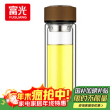富光男女士双层玻璃杯 高硼硅玻璃304茶隔水杯子 带茶隔泡茶杯320ml
