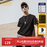 卡宾【凉感】冰丝短袖T恤男夏简约圆领体恤休闲纯色百搭冰感上衣 煤黑色01 L 175 50